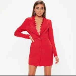 Lace Insert Cutout Blazer Dress